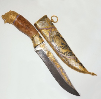 Нож медведь №7 дамаск