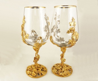 Подарочная винная пара "Виноград". Златоуст